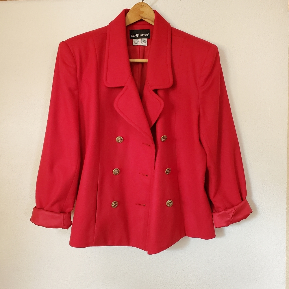 12 L Vintage Wool Red Sag Harbor Jacket Blazer